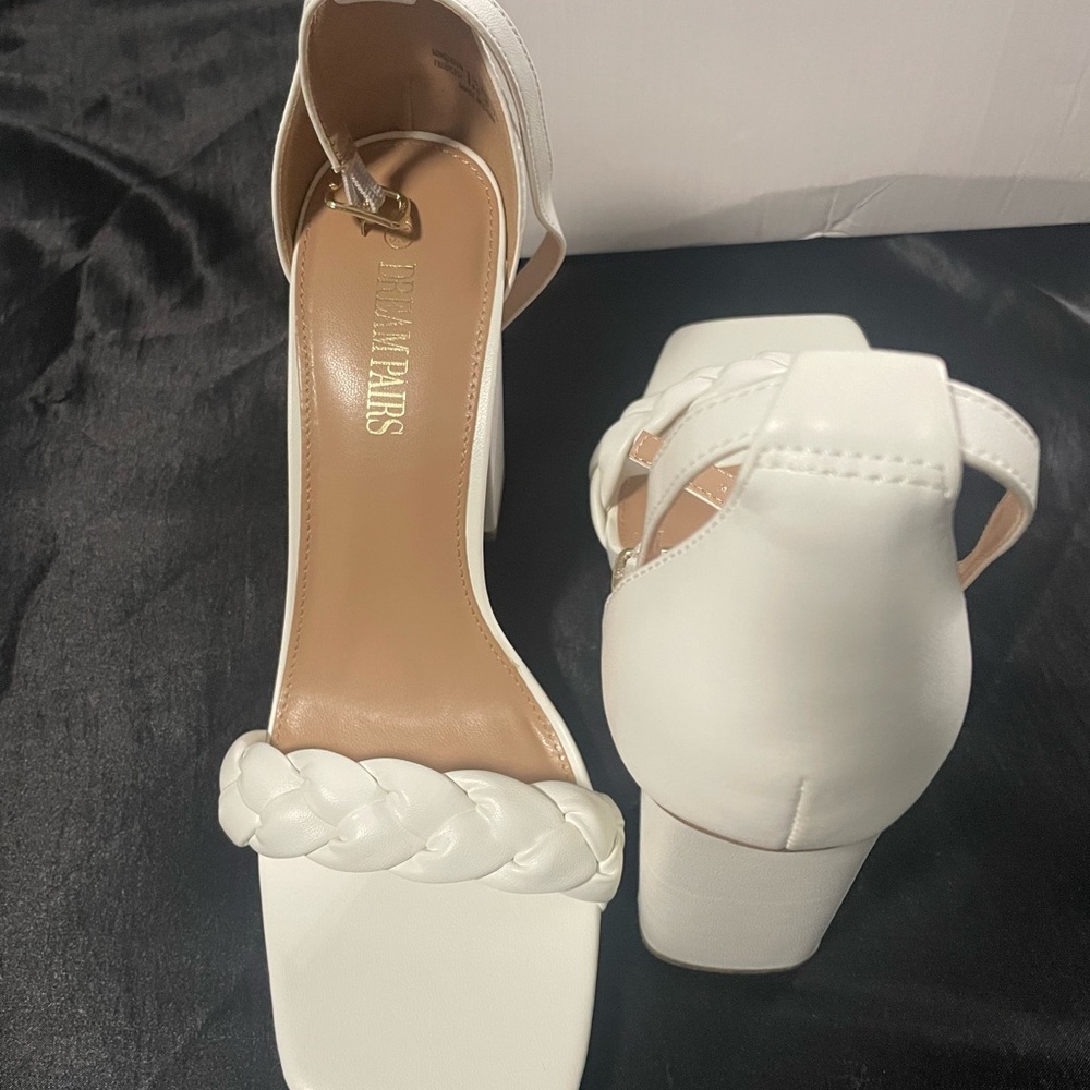 Dream Pairs White Braided Heeled Sandals